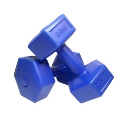 PLASTİK DUMBELL KÖŞELİ PDB-3 3 KG MAVİ - 1